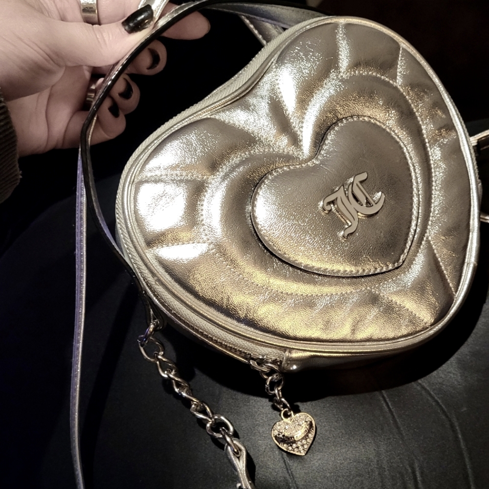Silver Puffy Heart Juicy Couture crossbody purse